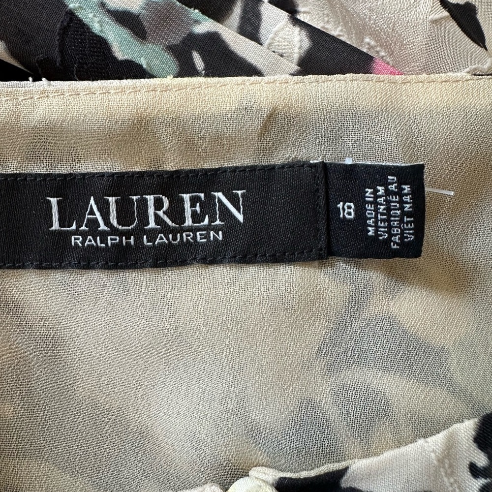 Lauren Ralph Lauren floral Flutter Sleeve Belted Tiered Midi Dress Sz 18 - Picture 8 of 9